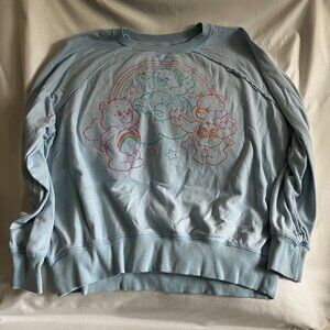 Care Bears XXL Blue Cotton/Poly Sweatshirt With Rainbow & Bear Design